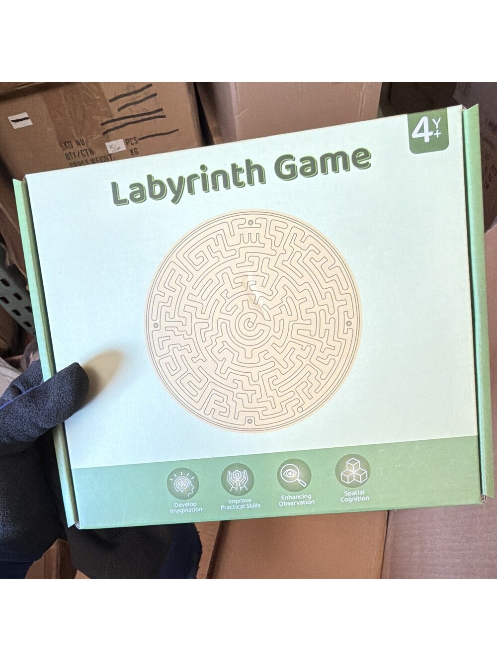 Wooden Round Labyrinth Maze Puzzle Game, Brown, Ages 4+, Age Level 4-7